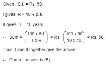 Simple Interest - Data Sufficiency 1 1 the sum