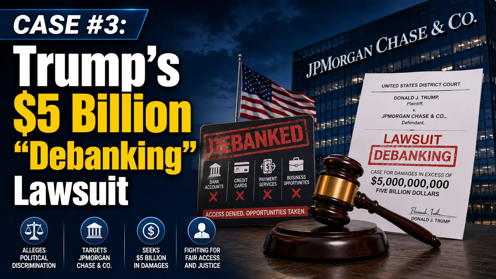 Trump lawsuit: Debanking and legal showdown